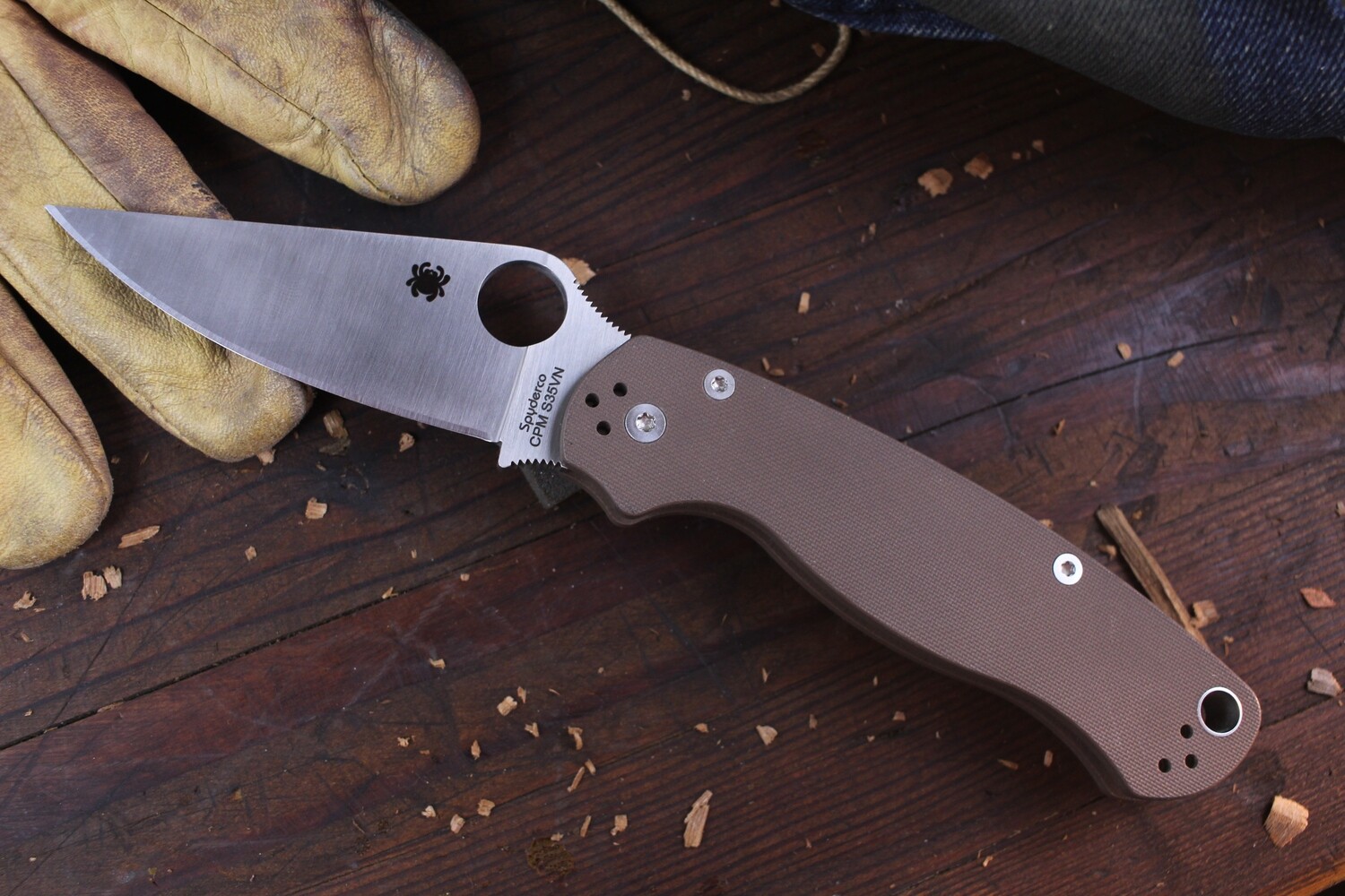 Spyderco Paramilitary 2 3.44&quot; Folding Knife / Earth G-10 / Satin S35VN ( Pre Owned )