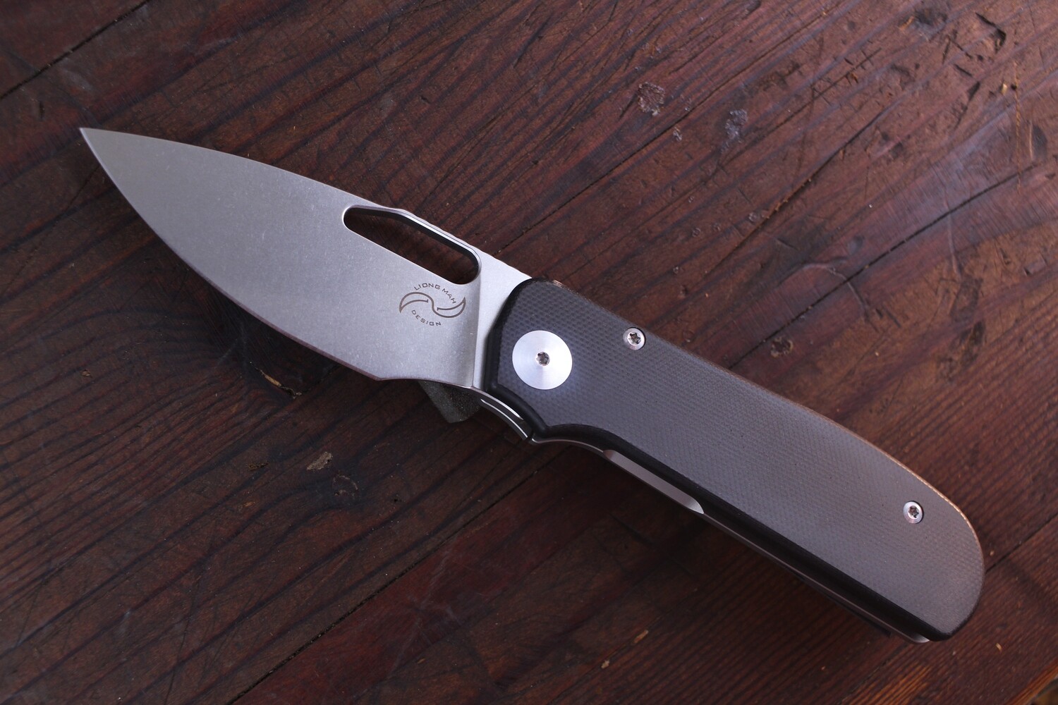 Liong Mah Field Duty EDC 3.25&quot; Folding Knife / Black G10 &amp; Titanium / Stonewashed Elmax ( Pre Owned )