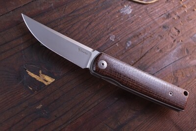 Reate Bushido 3" Folding Knife / Burlap Micarta / Hand Rubbed M390 ( Pre Owned )