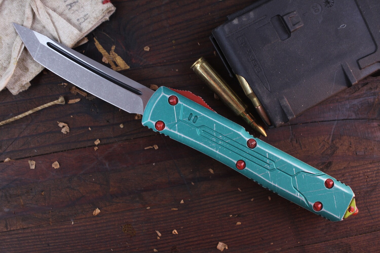 Microtech Ultratech Bounty Hunter 3.35&quot; OTF Automatic Knife / Bead Blast / Stonewash ( Pre Owned )