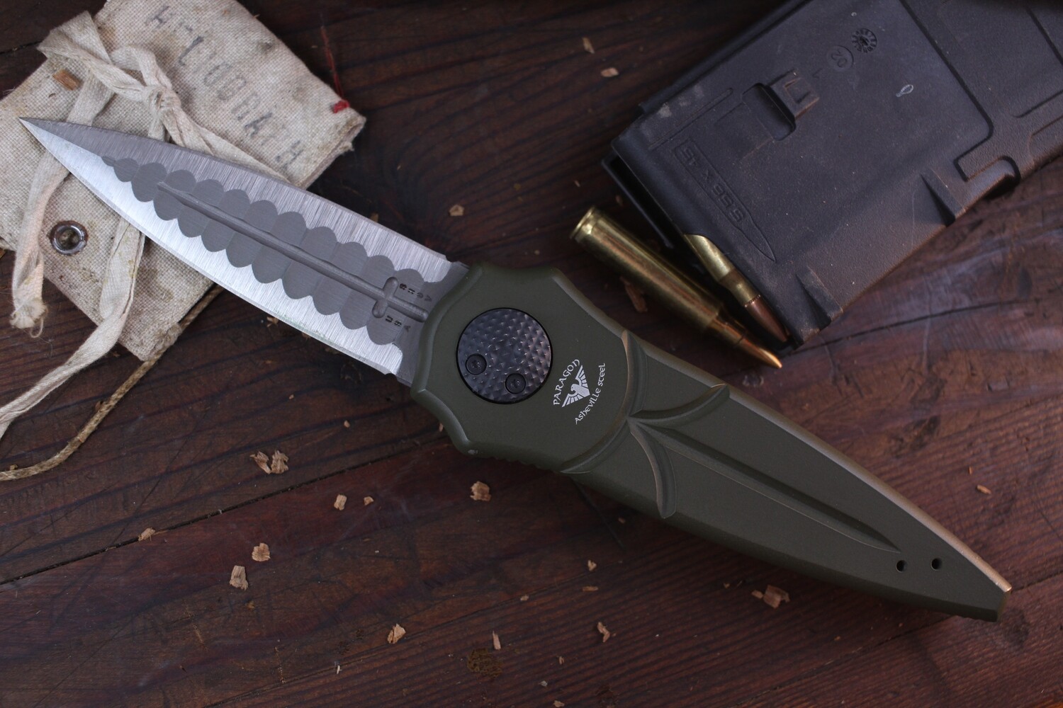 Paragon Warlock 3.9&quot; Folding Knife / OD Green Aluminum / Satin Sorcerer S30V ( Pre Owned )