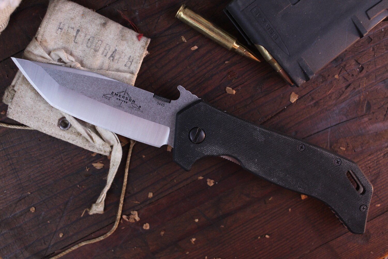 Emerson ETAK-B SF 3.9&quot; Tactical Assault Knife / Black G10 / Stonewash 154CM ( Pre Owned )