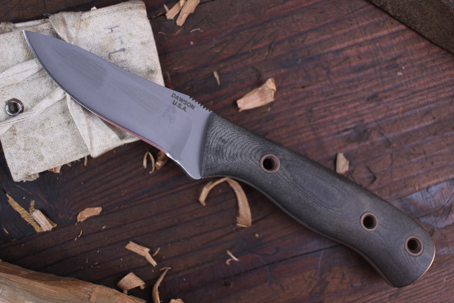 Dawson Knives Outdoorsman 3.25” Fixed Blade / Black Micarta / Blasted 440C ( Pre Owned )