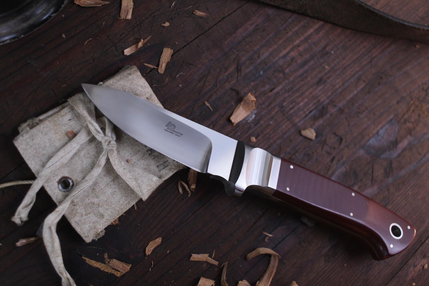 Lloyd Pendleton Hunter 3.5” Fixed Blade / Burgundy Micarta / Satin 154CM