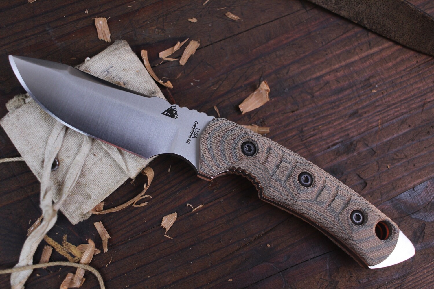 F.O.B.O.S. Knives Tier 1 Mini 3.94” Fixed Blade / Camo Canvas Micarta / Satin CPM-154