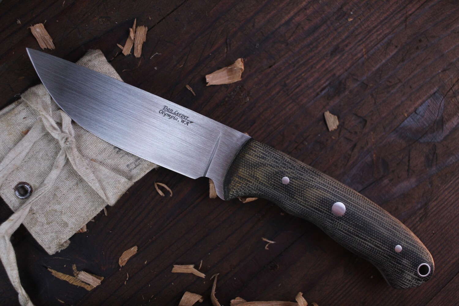 Dan Leeper Drop Point 3.75” Fixed Blade / Black Micarta / 154CM ( Pre Owned )