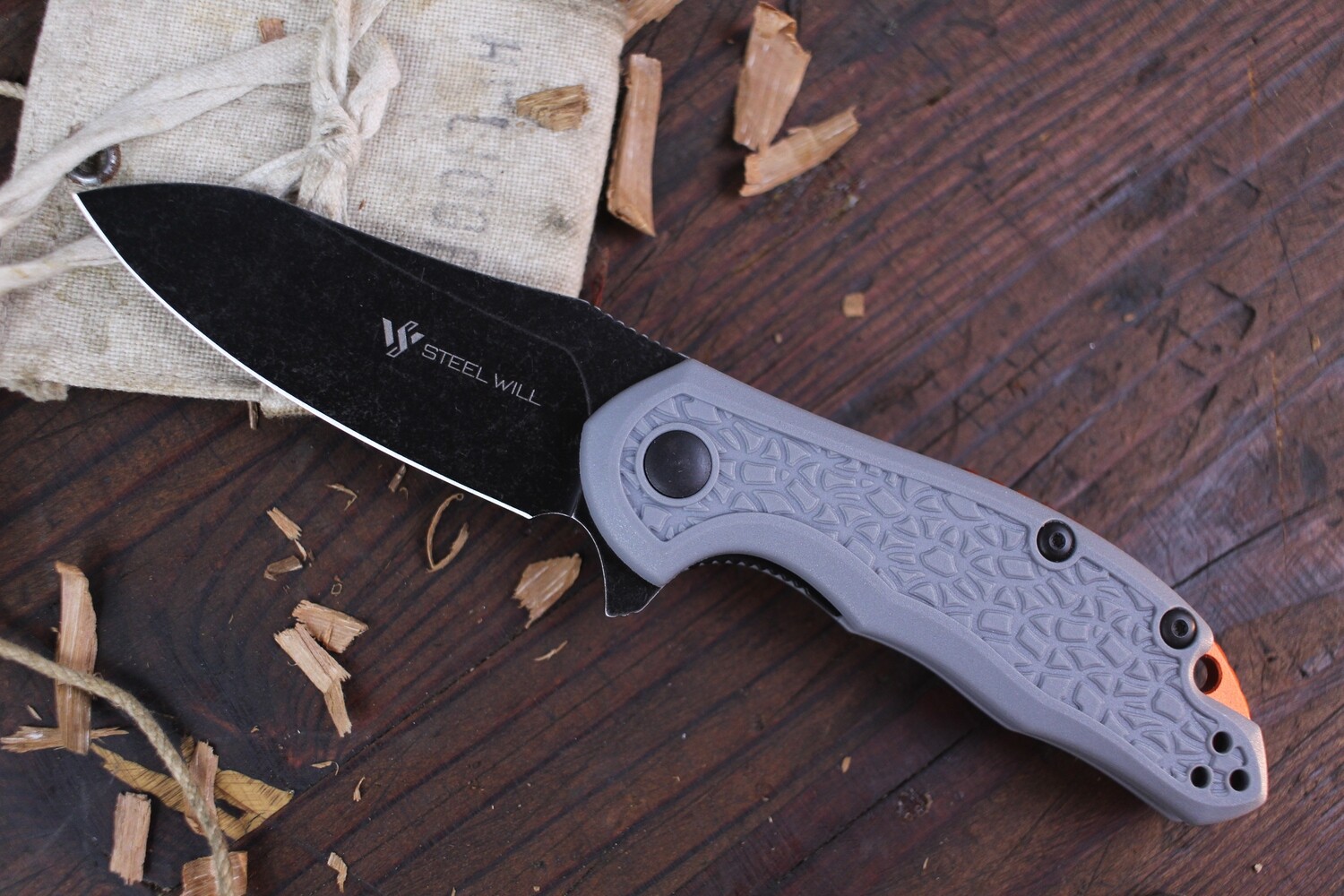 Steel Will Mini Modus F25M-19 2.75&quot; Liner Lock Flipper / Gray FRN / Black Stonewash D2