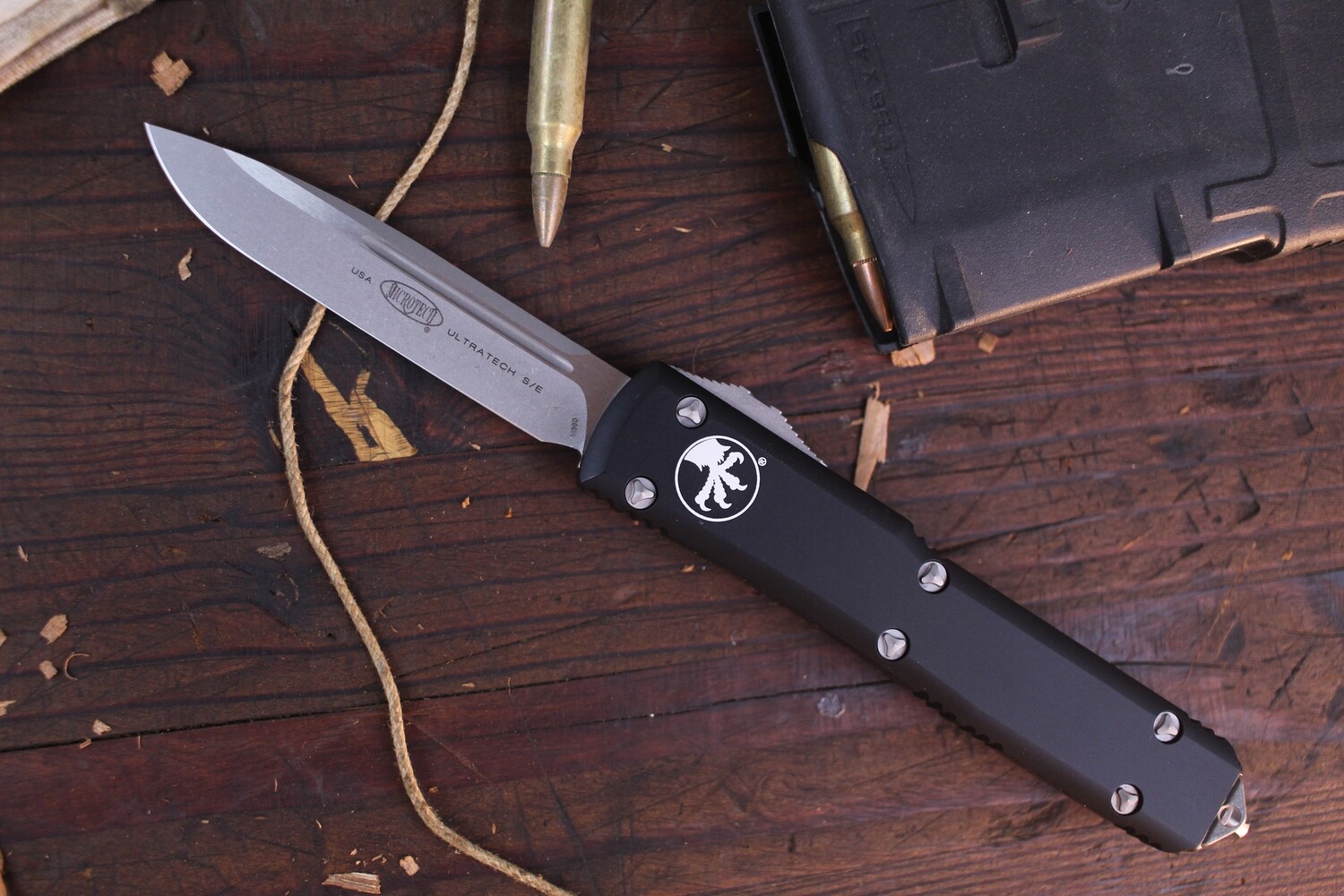 Microtech Ultratech S/E 3.4&quot; OTF Automatic / Black Aluminum / Apocalyptic Finish