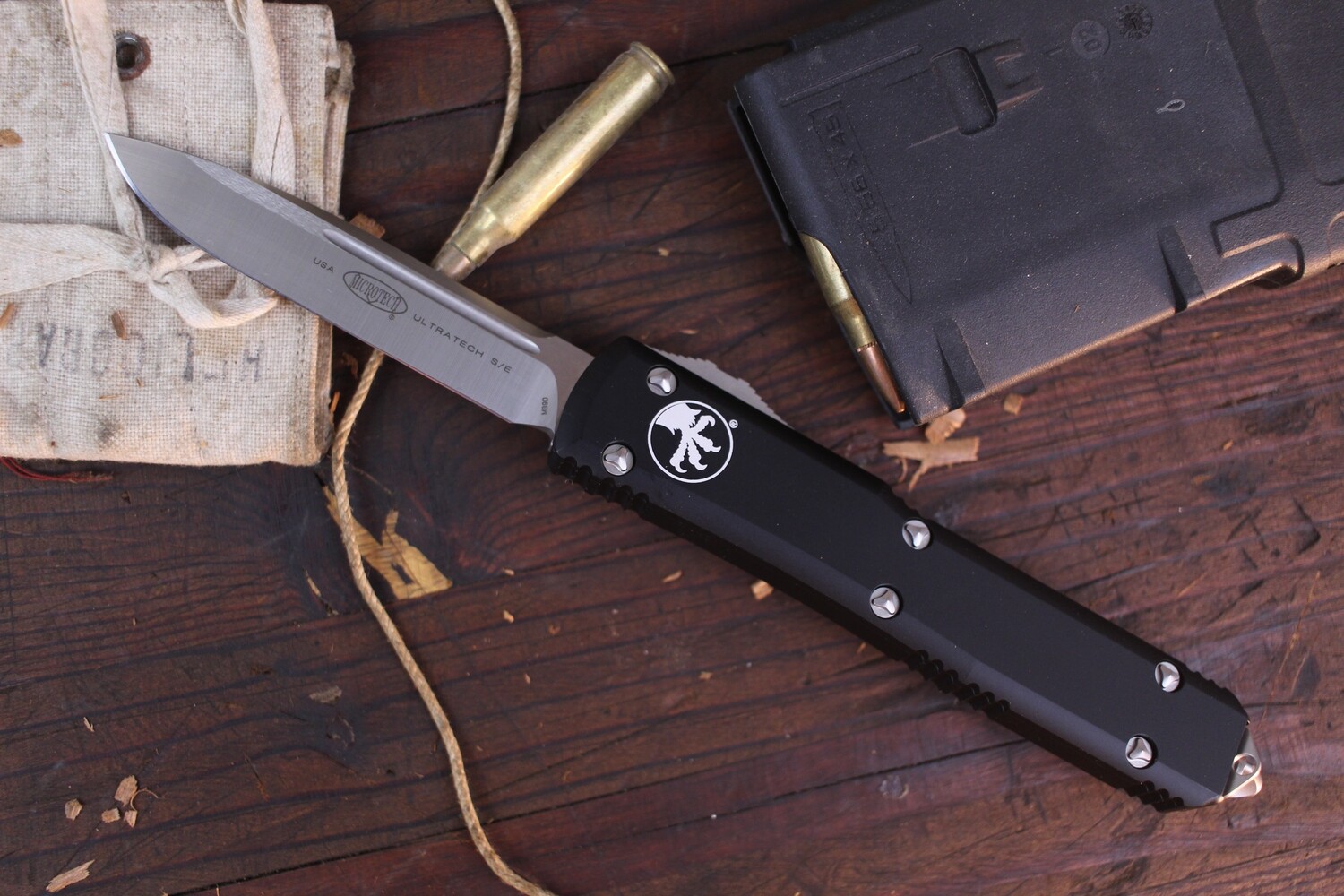 Microtech Ultratech S/E 3.4&quot; OTF Automatic  / Black Aluminum / Satin