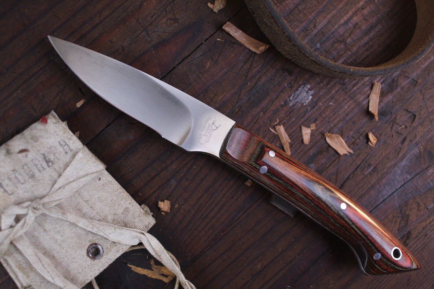 Dunn Knives 3&quot; Bird &amp; Trout / Dymondwood / Polished VG-10