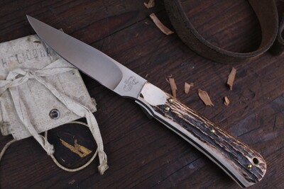 Dunn Knives 4.5" Predator Drop Point / Sambar Stag / Satin S30V