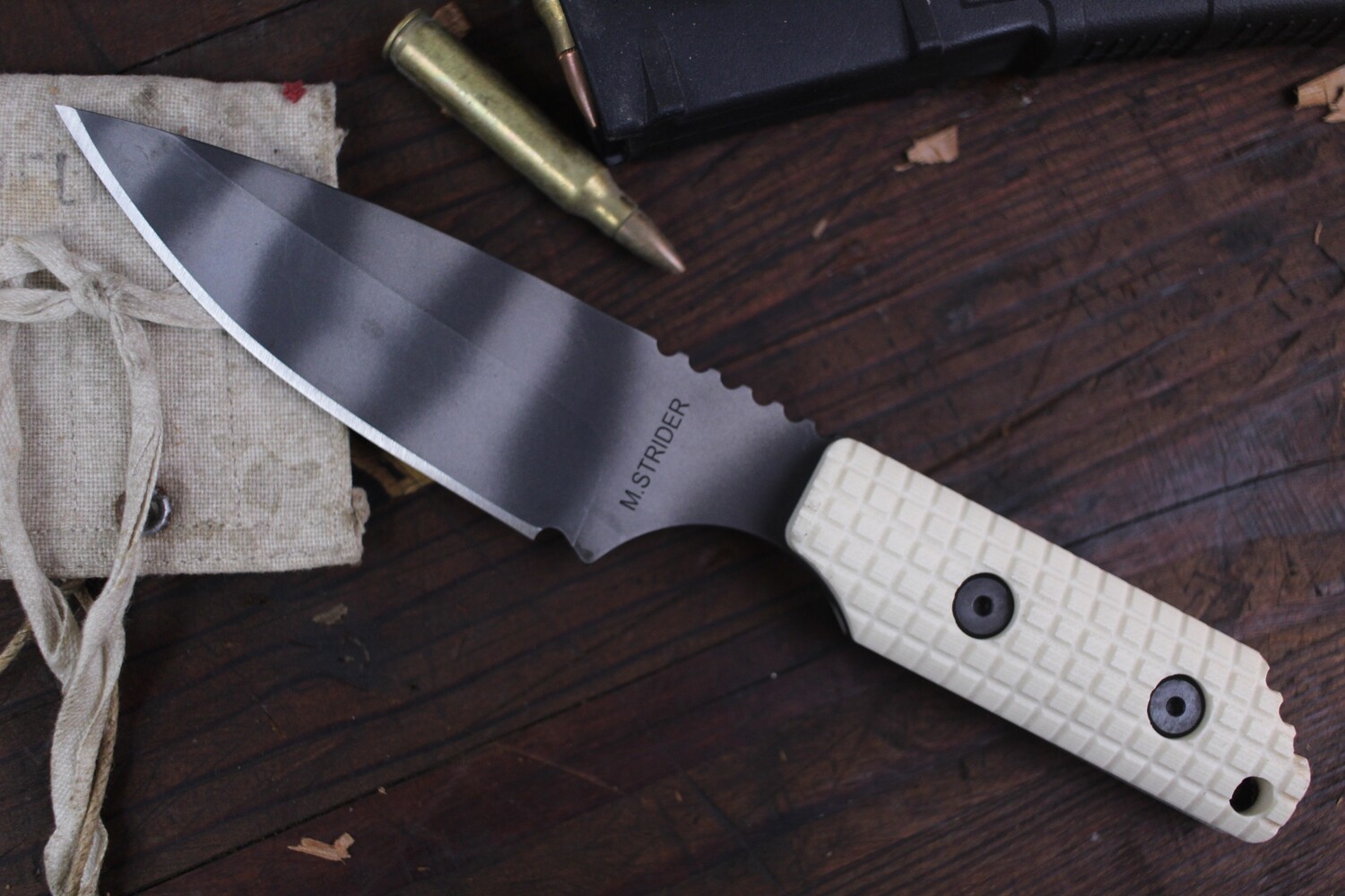 Strider SA-L 4&quot; Fixed Blade Knife / White Frag G10 / Tiger Strip PSF27 ( Pre Owned )
