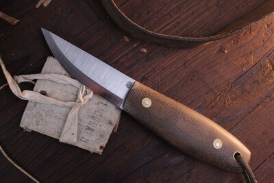 L.T. Wright Lagom  3.5”  Bush Knife / Green Micarta / Scandi Ground O1 