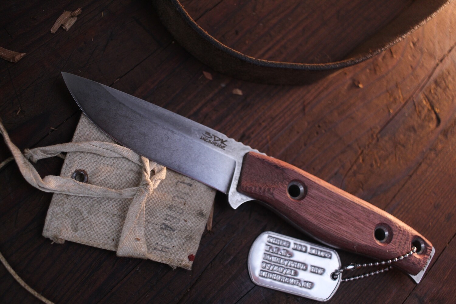 3DK MAK 4&quot; Fixed Drop Point, Elmax Blade / Purple Heartwood Handle