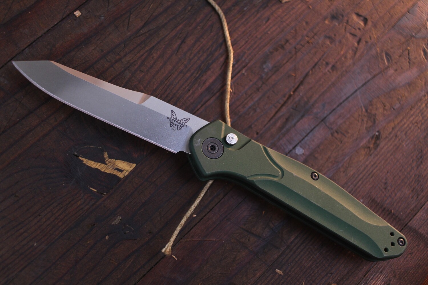 Benchmade Osborne 3.4&quot; Automatic Knife / Green Aluminum / Satin ( Pre Owned )