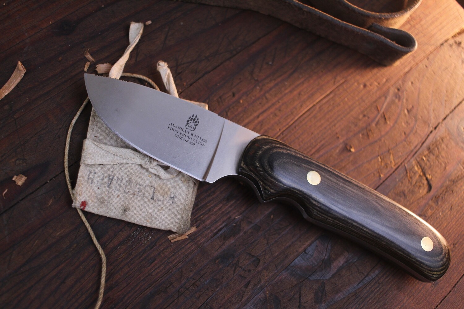 R&amp;R Alaska Skinner 3.5&quot; Fixed Blade Knife / Black Dymondwood / Stonewashed CPM-S30V ( Pre Owned )