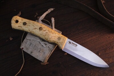 Casström No. 10 Swedish Forest Knife 4” Fixed Blade / Curly Birch / Satin Sandvik