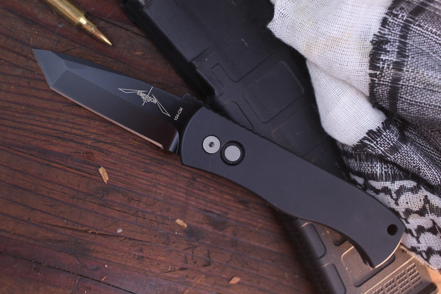 Pro-Tech Emerson CQC7 3.25&quot; Automatic Knife / Black Aluminum / Black  Chisel Ground 154CM