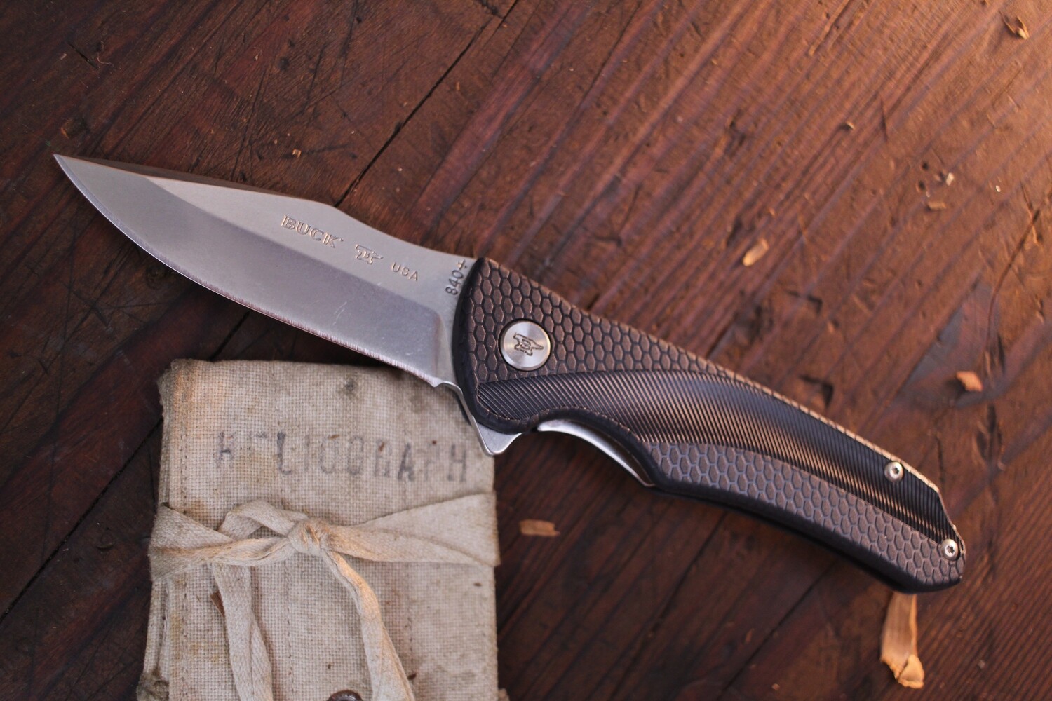 Buck 840 Sprint Select 3.125&quot; Linerlock Flipper / Blue GRN Handles /  Stonewashed 420HC Drop Point