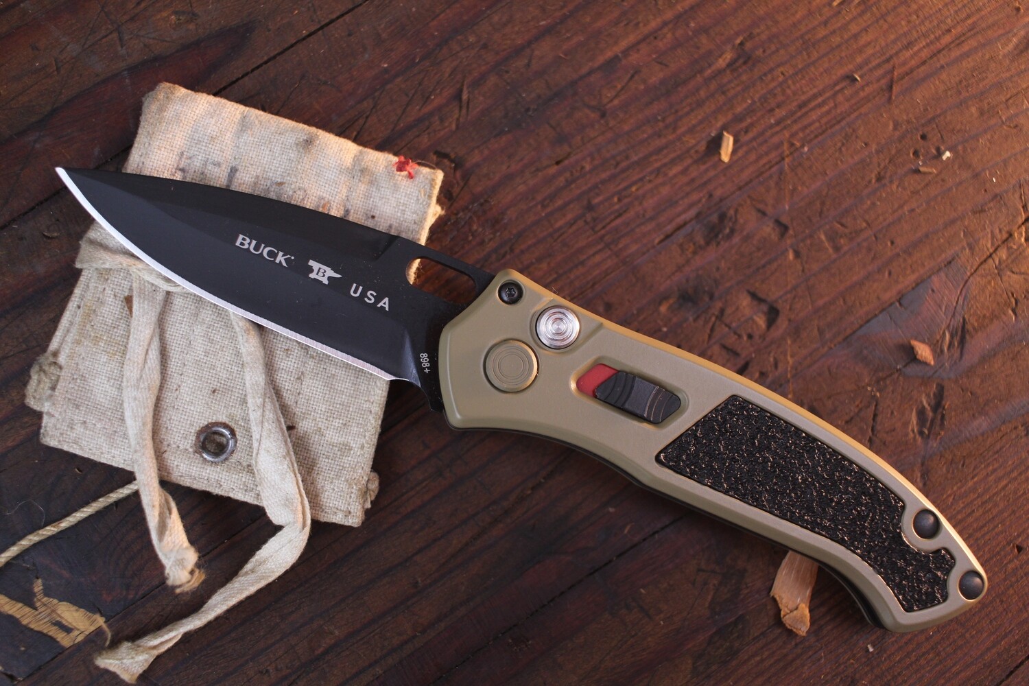 Buck 898 Impact 3.125&quot; AUTO Plunge Lock Folder / Coyote Tan Aluminum / Black S30V ( Discontinued )