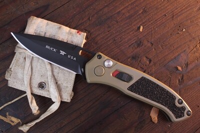 Buck 898 Impact 3.125&quot; AUTO Plunge Lock Folder / Coyote Tan Aluminum / Black S30V ( Discontinued )
