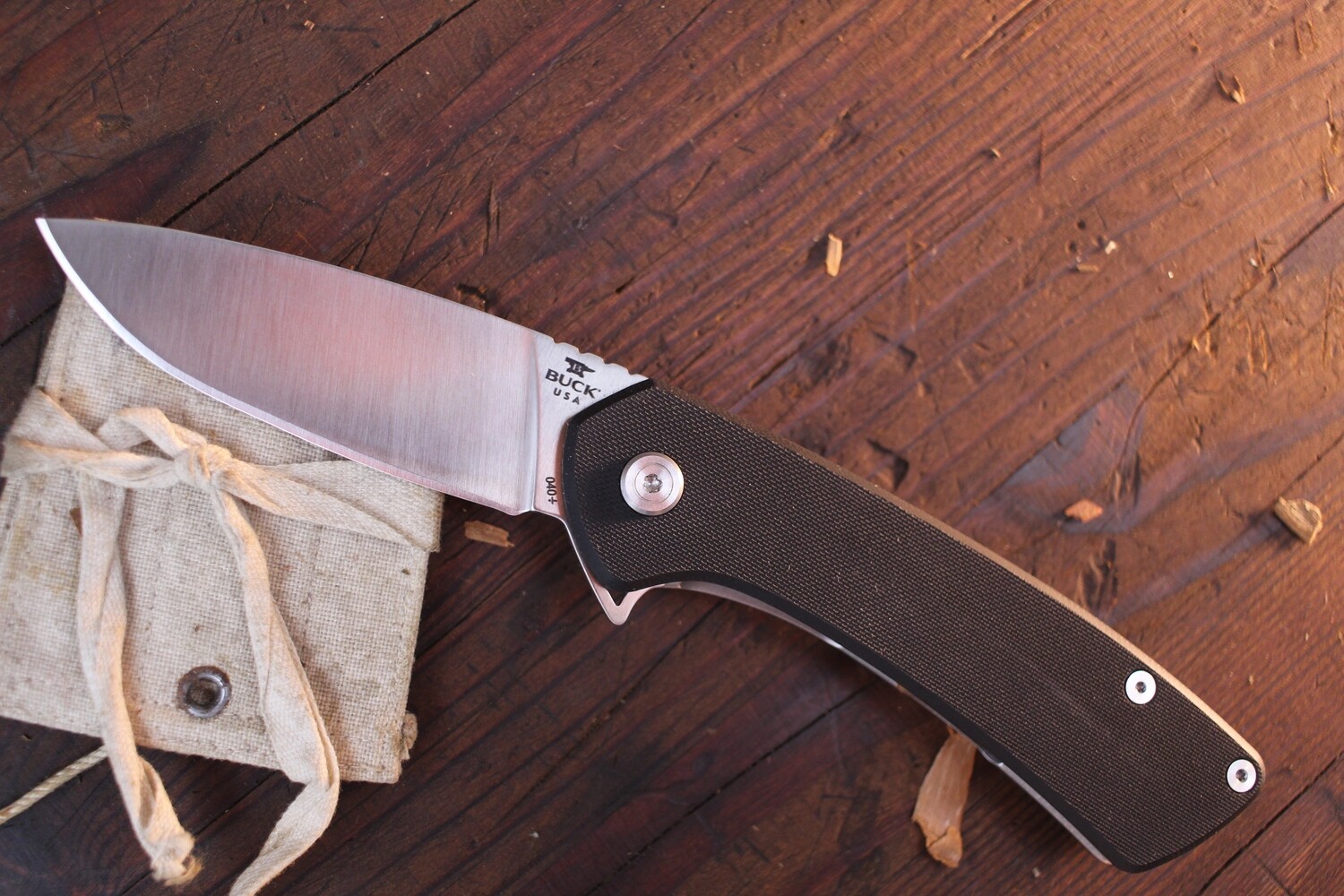Buck 040 Onset 3.36&quot; Frame Lock Folder / Black G-10 / Satin S45VN