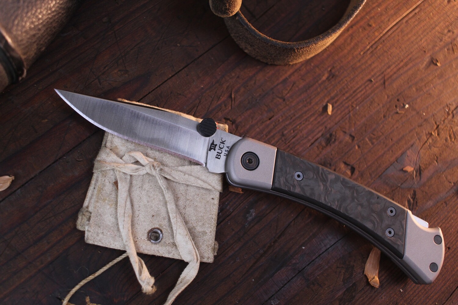 Buck 110 Limited Edition Legacy Collection 3.75&quot; Lockback / Carbon Fiber &amp; Aluminum Bolsters / Satin S45VN ( Discontinued )