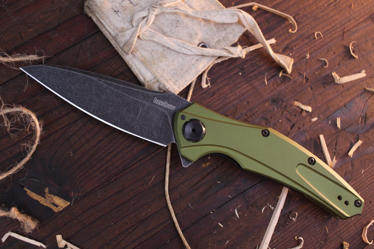 Kershaw Bareknuckle 3.5&quot; Sub-Frame Lock Flipper / OD Green Aluminum / Black Washed Sandvik ( Discontinued )