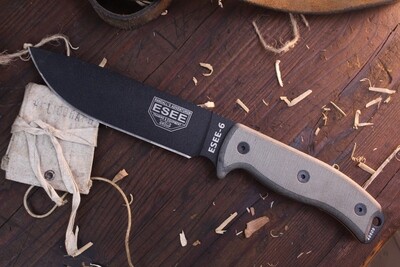 ESEE Model 6 6" Fixed Blade Knife / Natural Micarta / Black 1095 / Custom Kydex Sheath ( Pre Owned )