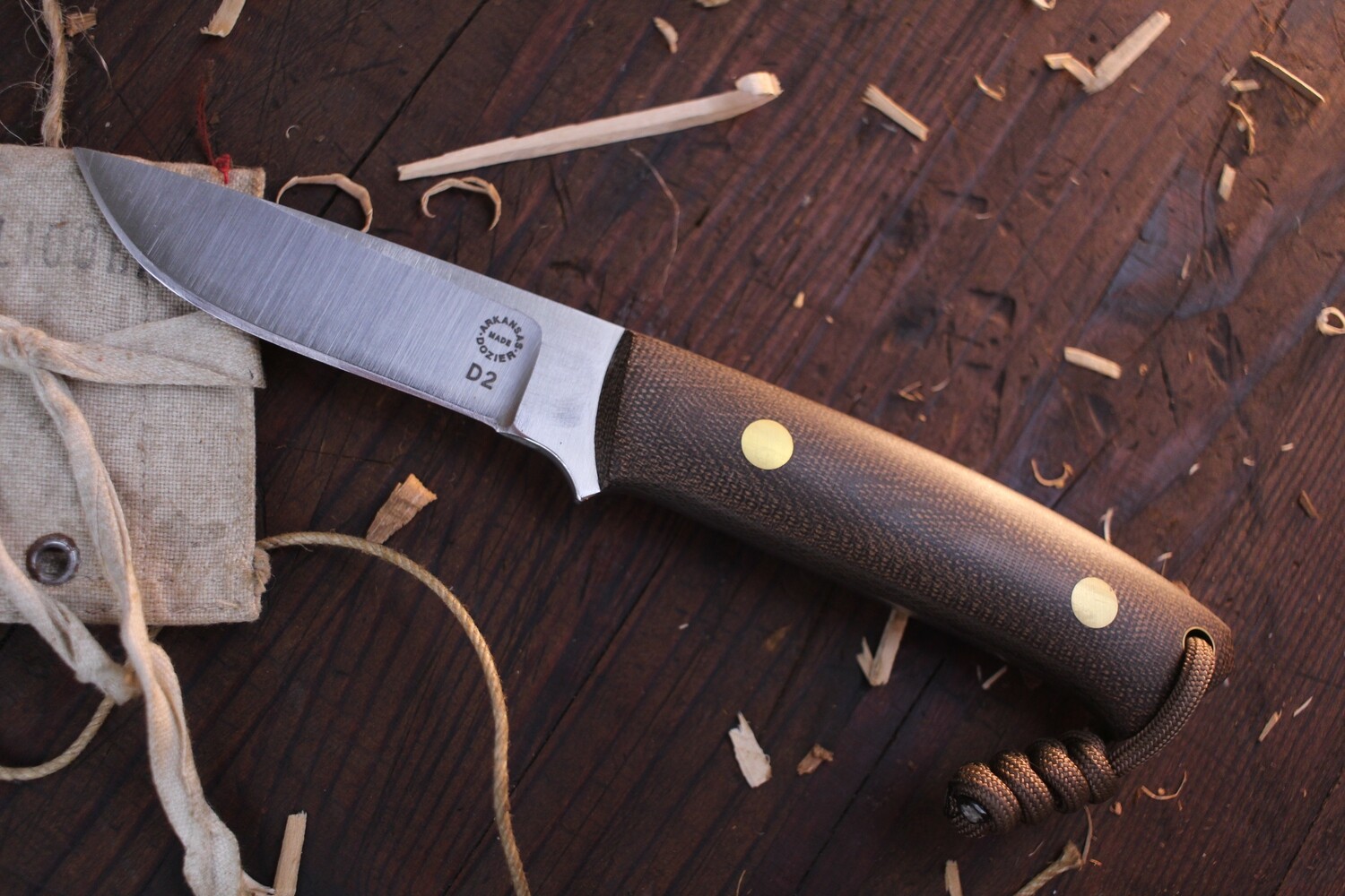 Dozier K-22 Buffalo River Hunter 3.75&quot; Fixed Blade Knife / Natural Micarta / Satin D2 ( Pre Owned )