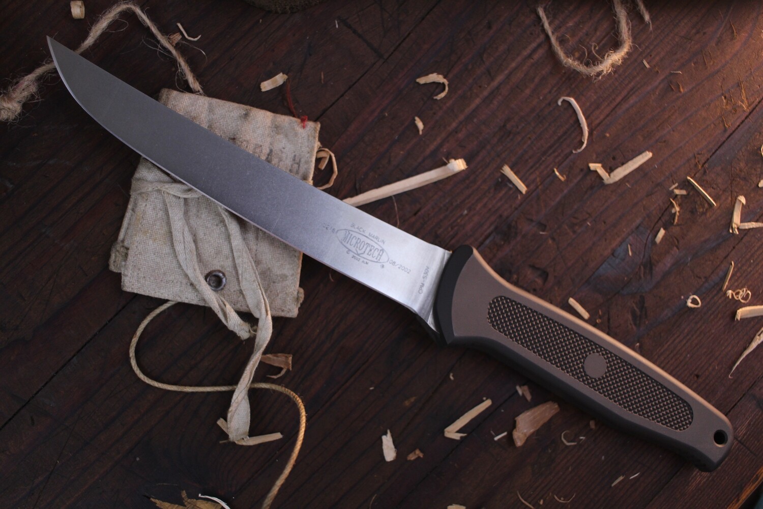 Microtech Classic Black Marlin 7&quot; Fillet Knife / Aluminum &amp; Rubber / CPM-S30V / #216 ( Pre Owned )