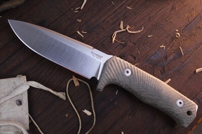 LionSTEEL T5 5&quot; Fixed Blade Knife / Green Canvas Micarta / Satin Niolox Steel