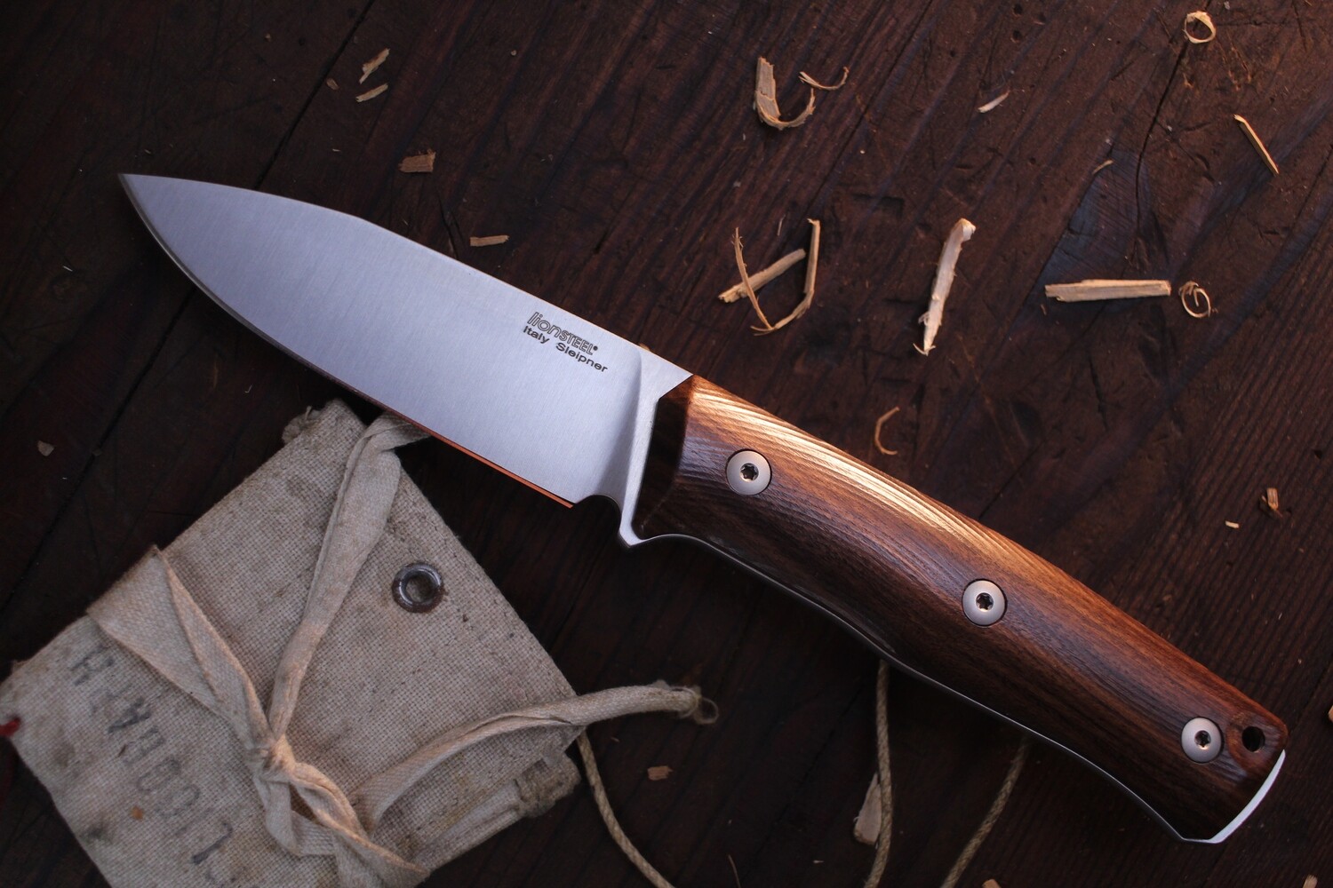 LionSTEEL B35 3&quot; Fixed Blade Knife / Santos Wood / Satin Sleipner Steel