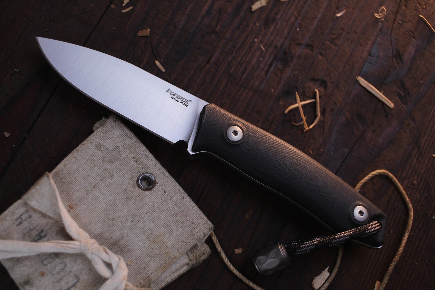 LionSTEEL M1 3&quot; Fixed Blade Knife / Black G10 Handle / Satin M390 Steel