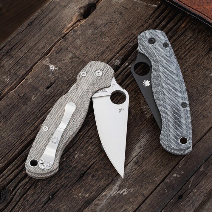 Flytanium Lotus Spyderco Paramilitary 2 Scales / Black Canvas Micarta
