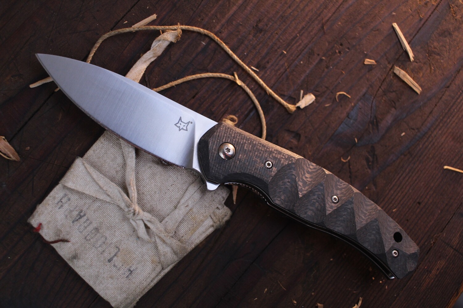 Fox Knives Anso Ziggy 3.25" Liner Lock Flipper / Carbon Fiber / Satin N690