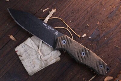 TOPS Trail Seeker 4.5" Fixed Blade Knife / Green Micarta / Black 1095