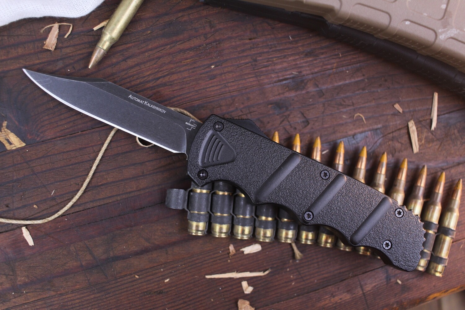 Boker Plus Kalashnikov Bowie 3.5&quot; D/A OTF Automatic / Black Aluminum / Blackwash D2