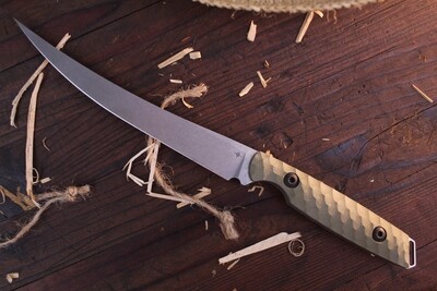 TOOR Knives Avalon 6” Fillet Knife / Sculpted Kraken Green G-10 / Bead Blasted CPM-154