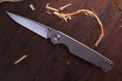 TOOR Knives Suitor 3.25” Framelock Folder / Stonewashed Titanium / Stonewashed CPM-154