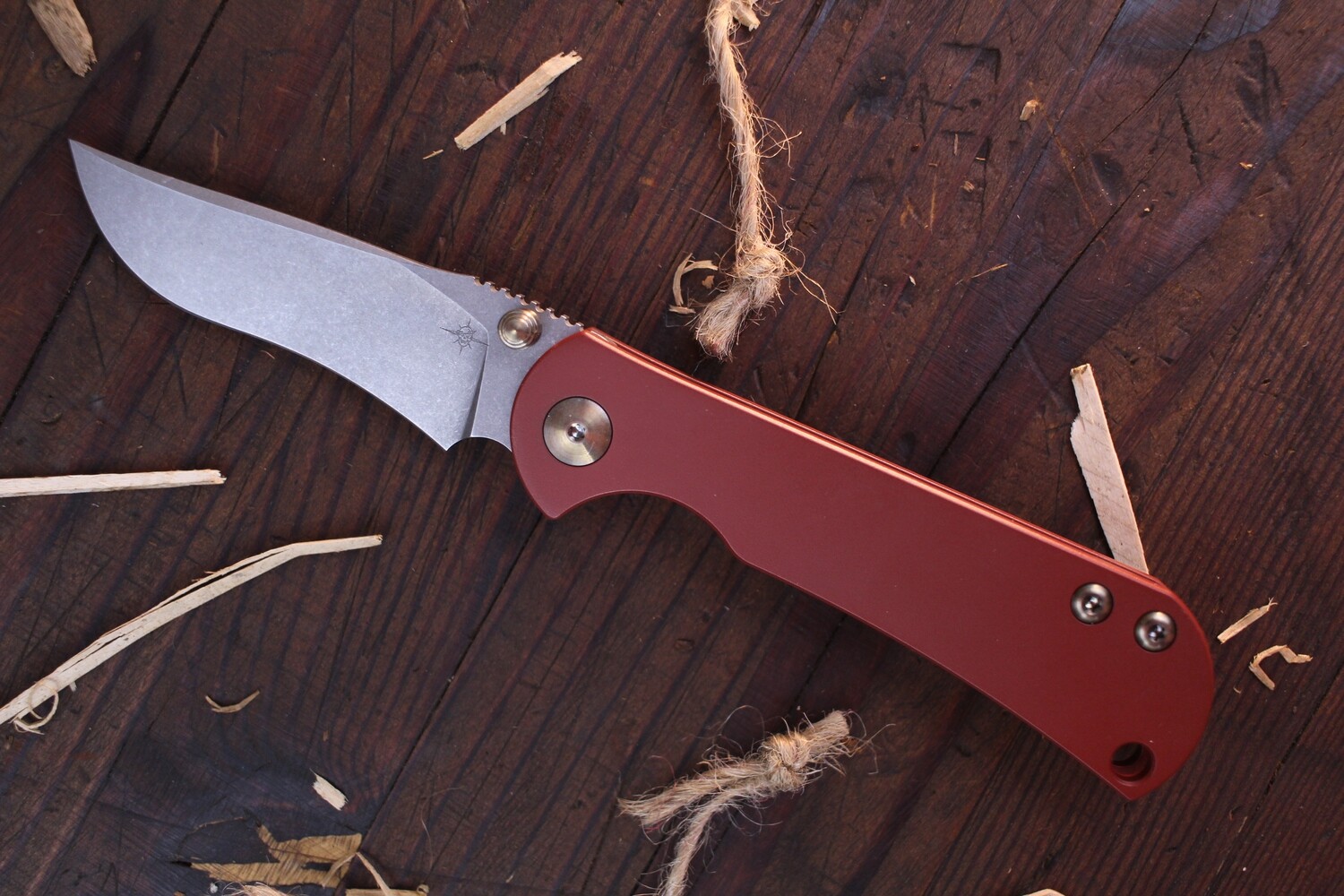 TOOR Knives Chasm 3.25” Recurve Framelock Folder / Ruby Titanium / Stonewashed CPM-154 ( Discontinued )