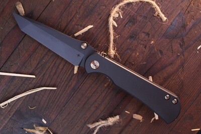 TOOR  Knives Merchant 3.75” Tanto Framelock Folder / Shadow Black Titanium / Black S35V ( Discontinued )