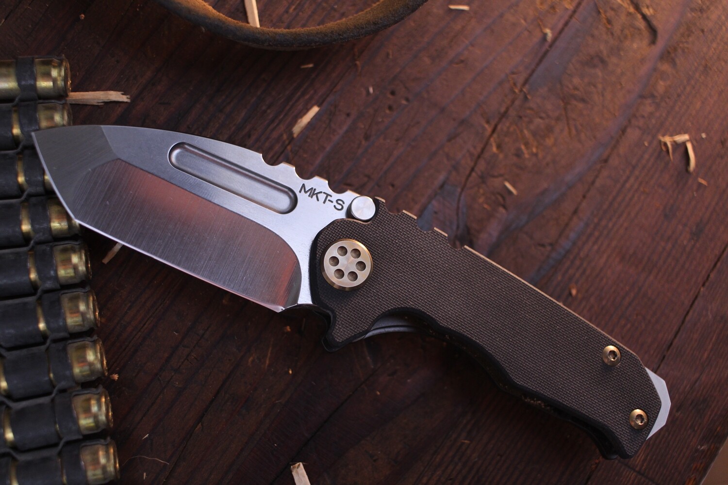 Medford Knife and Tool (MKT) Micro Praetorian G 2.75&quot; Framelock Folder / Black G-10  &amp; Black PVD Titanium / Stonewashed S35VN