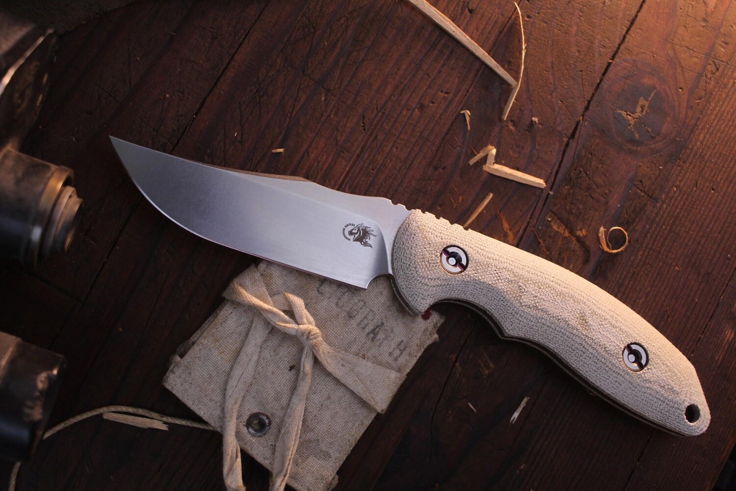 Hinderer Knives Emmett 3.83&quot; Fixed Blade Bowie / OD Green Micarta / Stonewashed 20CV