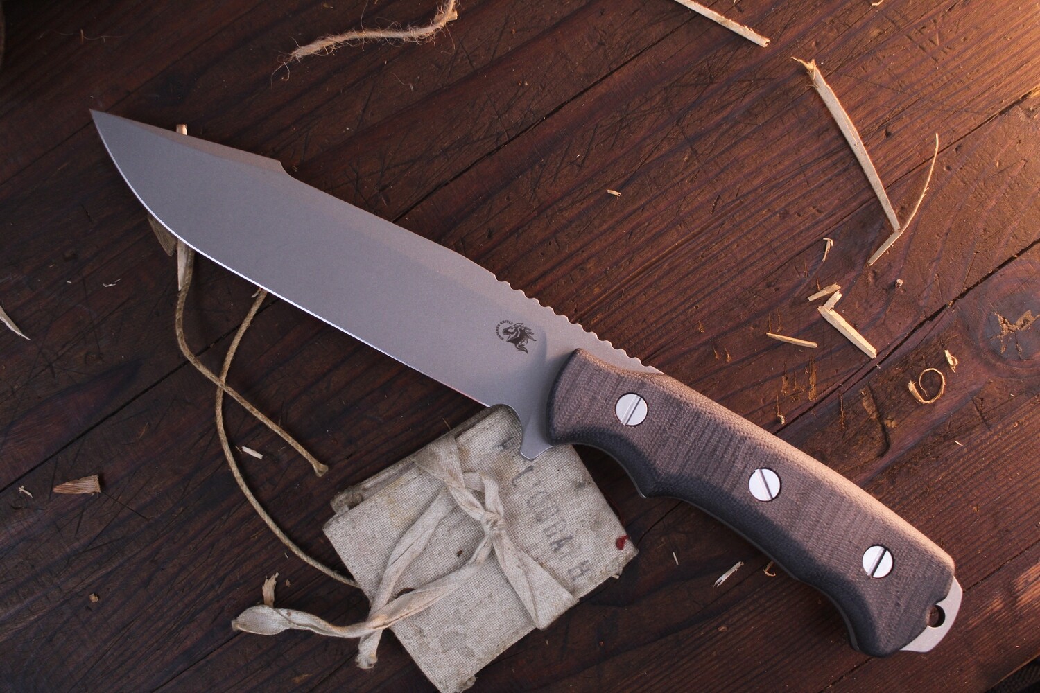 Hinderer Knives Fieldtac 6.25&quot; Harpoon Fixed Blade / Black Micarta / Stonewashed Nitro-V
