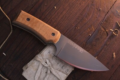 Falcon Knives Utility 3.5” Camp Knife / Natural Canvas Micarta / Gray 52100