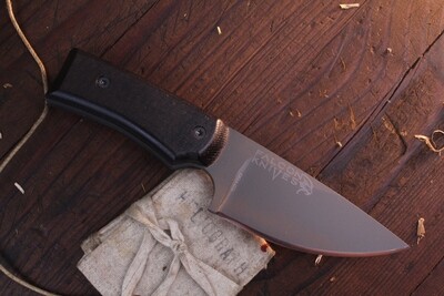 Falcon Knives Utility 3.5” Camp Knife / Black Canvas Micarta / Gray 52100