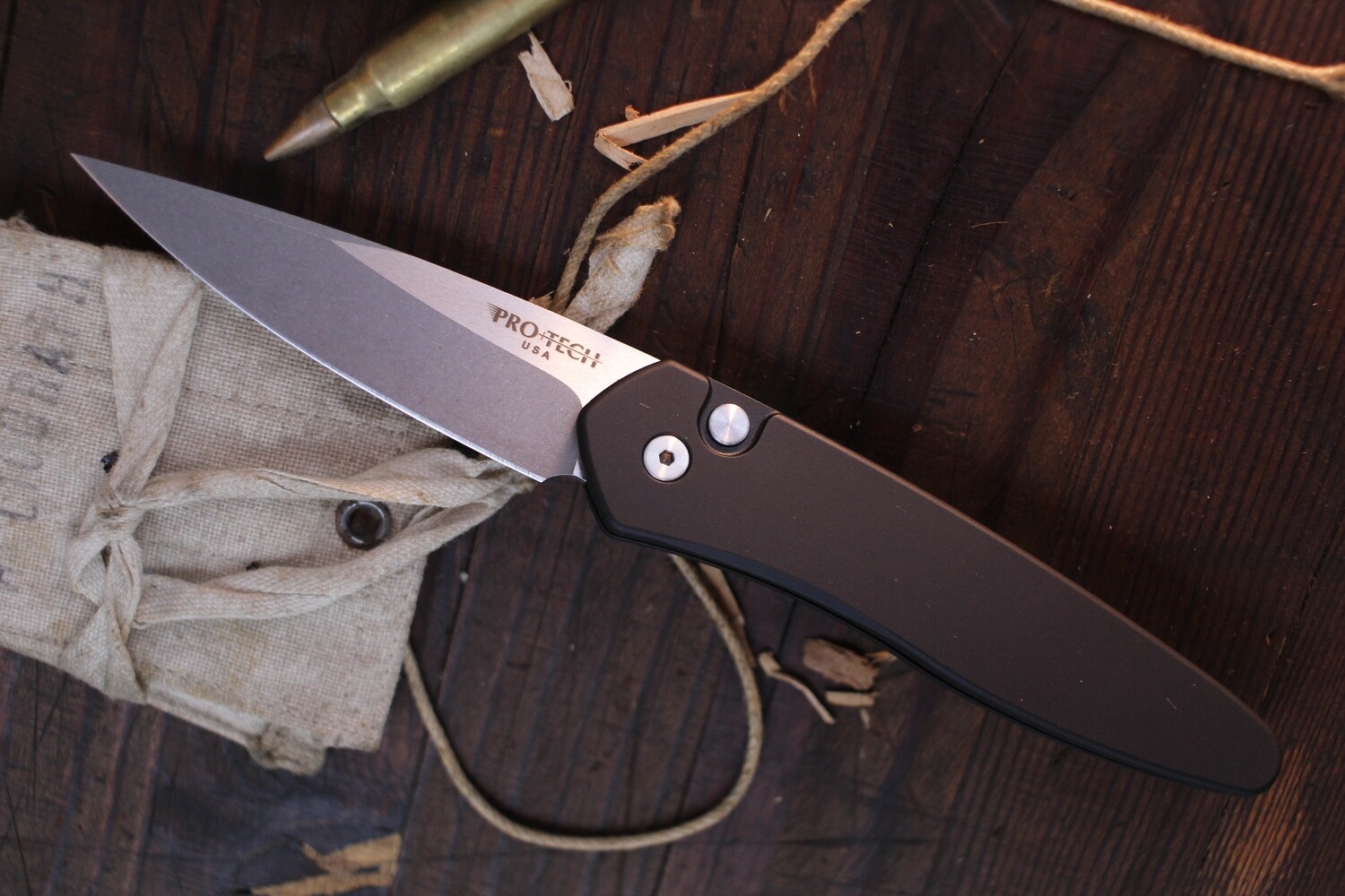 Pro-Tech Newport 3&quot; Automatic Folder / Black Aluminum / Stonewashed S35VN