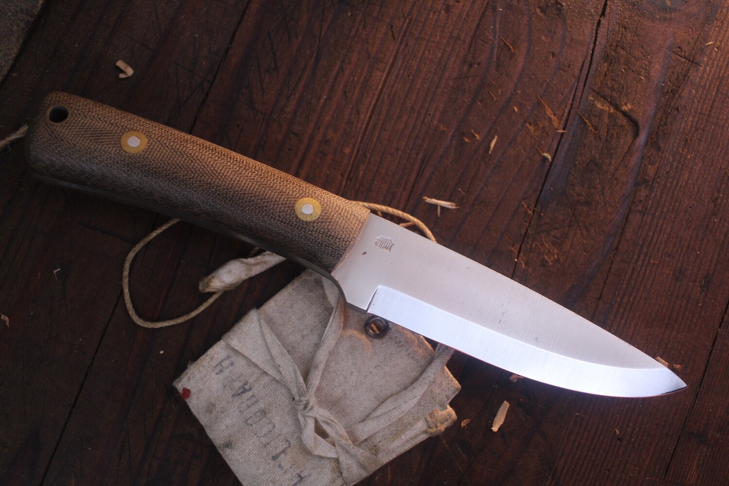 L.T. Wright Knives Gary Wines Bushcrafter 4.5&quot; Fixed Blade / Natural Micarta / Satin O1 ( Pre Owned )