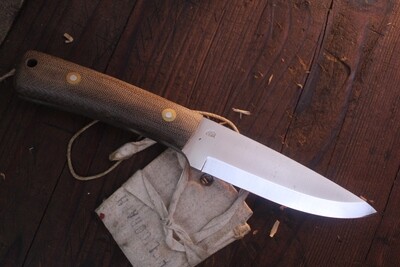 L.T. Wright Knives Gary Wines Bushcrafter 4.5" Fixed Blade / Natural Micarta / Satin O1 ( Pre Owned )